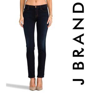J BRAND Jeans Mid Rise Rail Skinny Womens 26 Atlantis Dark Wash $228 Designer